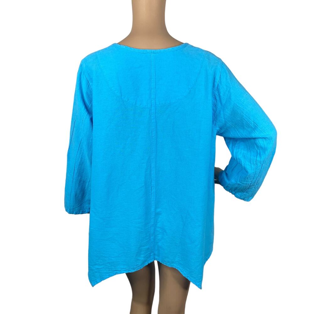 Casual Cottonseed Wear Blue Asymmetric Lagenlook Artsy Tunic Top Women's XL - Picture 4 of 5